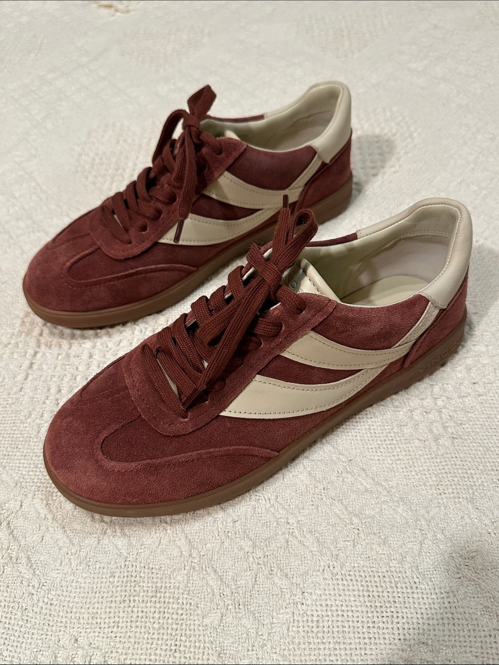 Vince Oasis Burgundy Suede Sneakers